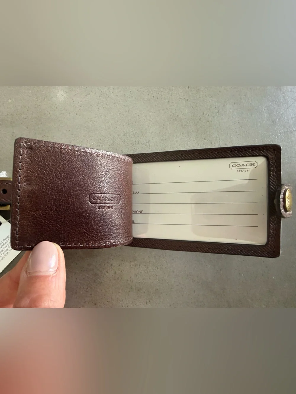 Coach Brown Leather Luggage Tag